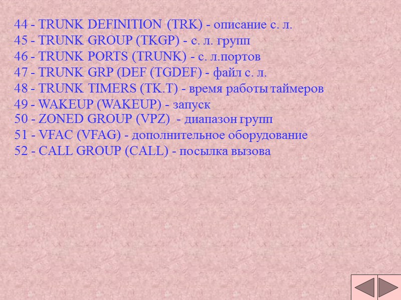 44 - TRUNK DEFINITION (TRK) - описание с. л. 45 - 44 - TRUNK DEFINITION (TRK) - описание с. л. 45 -